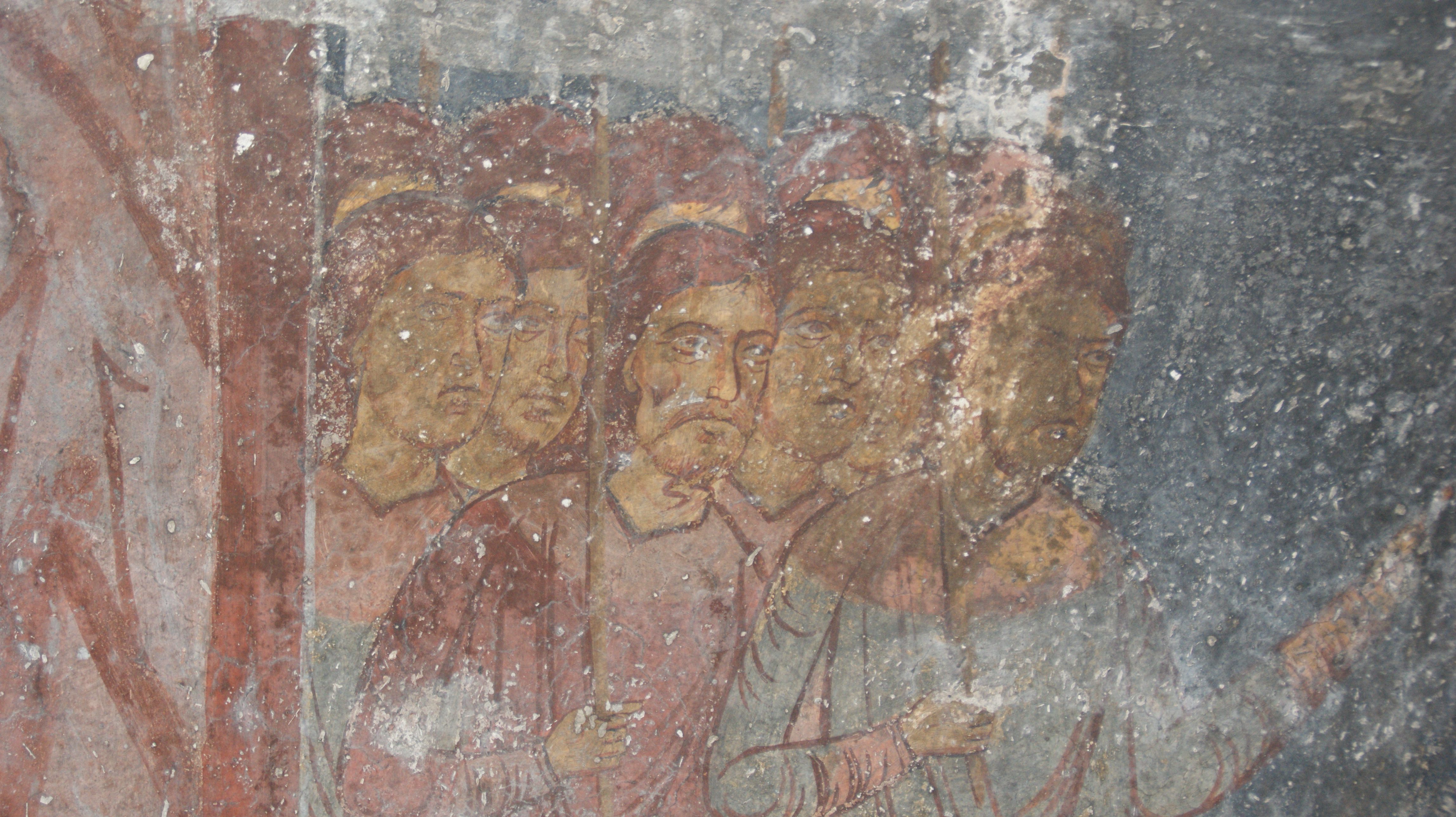 <p>Figures from the scene of the Betrayal of Jesus, north wall (naos), St. Ioannis tis Tsagkrias, Symi (source: M. Asfentagakis).</p>