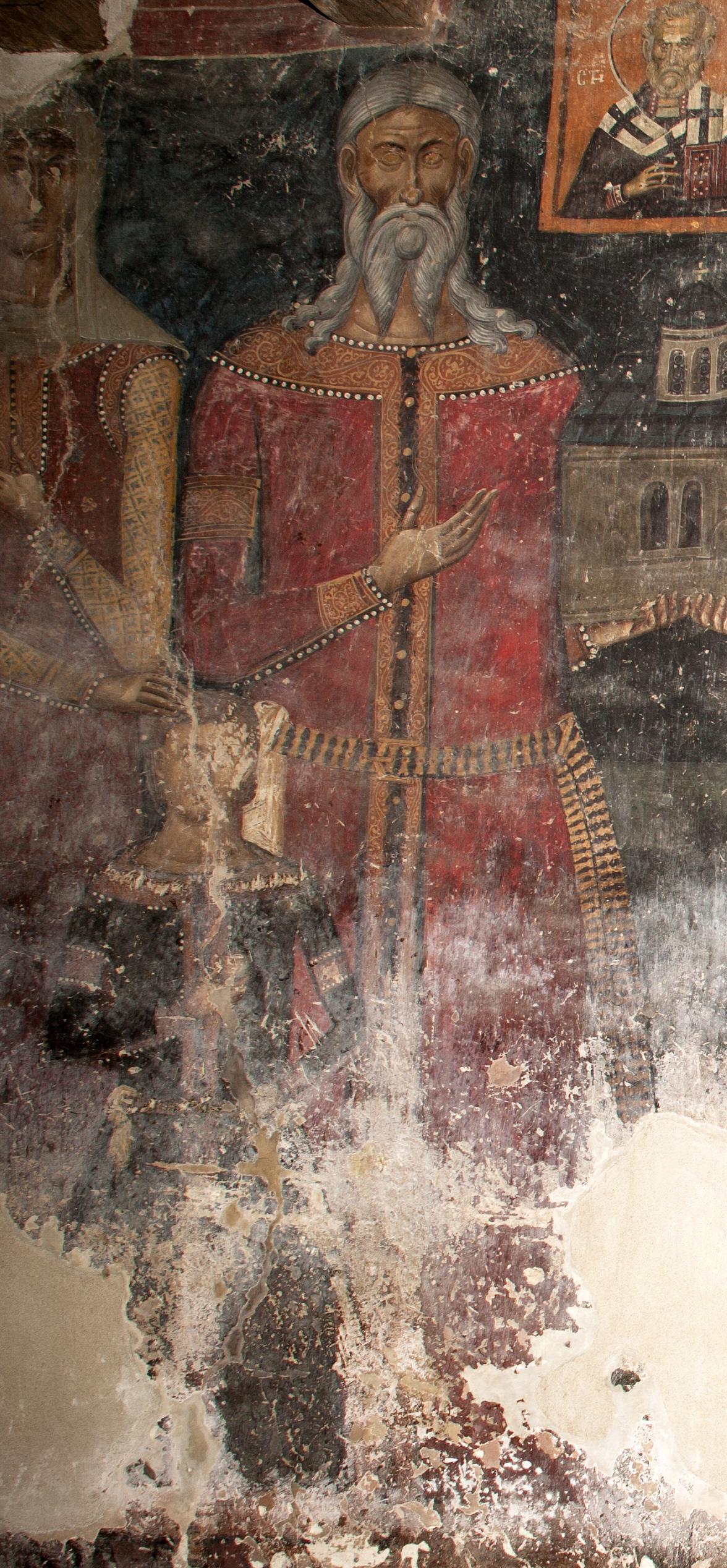 <p>Donor Prince Paskač and his grandson Uglješa wearing the kavadi, St. Nicholas Church in Psača, 1365–71, detail of a fresco, North Macedonia (source: T. Vuleta)</p>