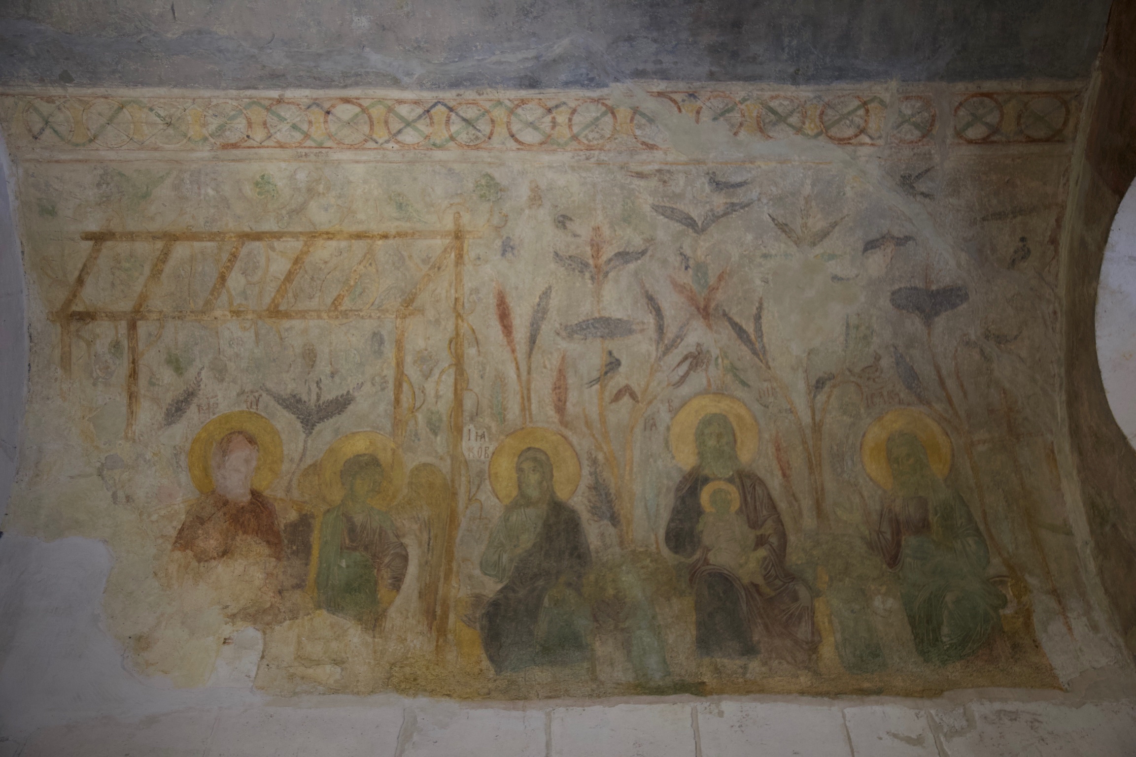 <p>Interior view of small vault beneath west gallery, Jacob, Abraham and Isaac, Cathedral of St. Demetrios, 1193-97, Vladimir (source: J. Willson)</p>