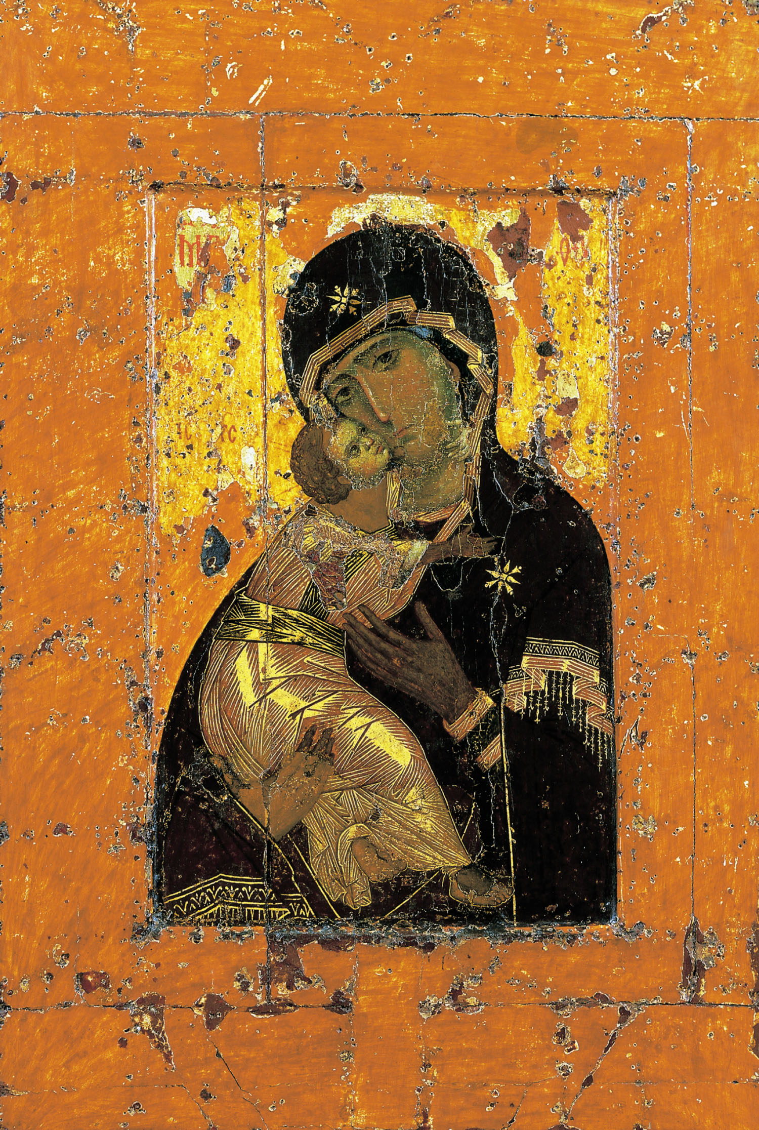 <p>Icon of the Virgin of Vladimir, tempera on panel, Kyivan Rus, early 12th century, now in State Tretyakov Gallery, Moscow (source: Wikimedia Commons)</p>