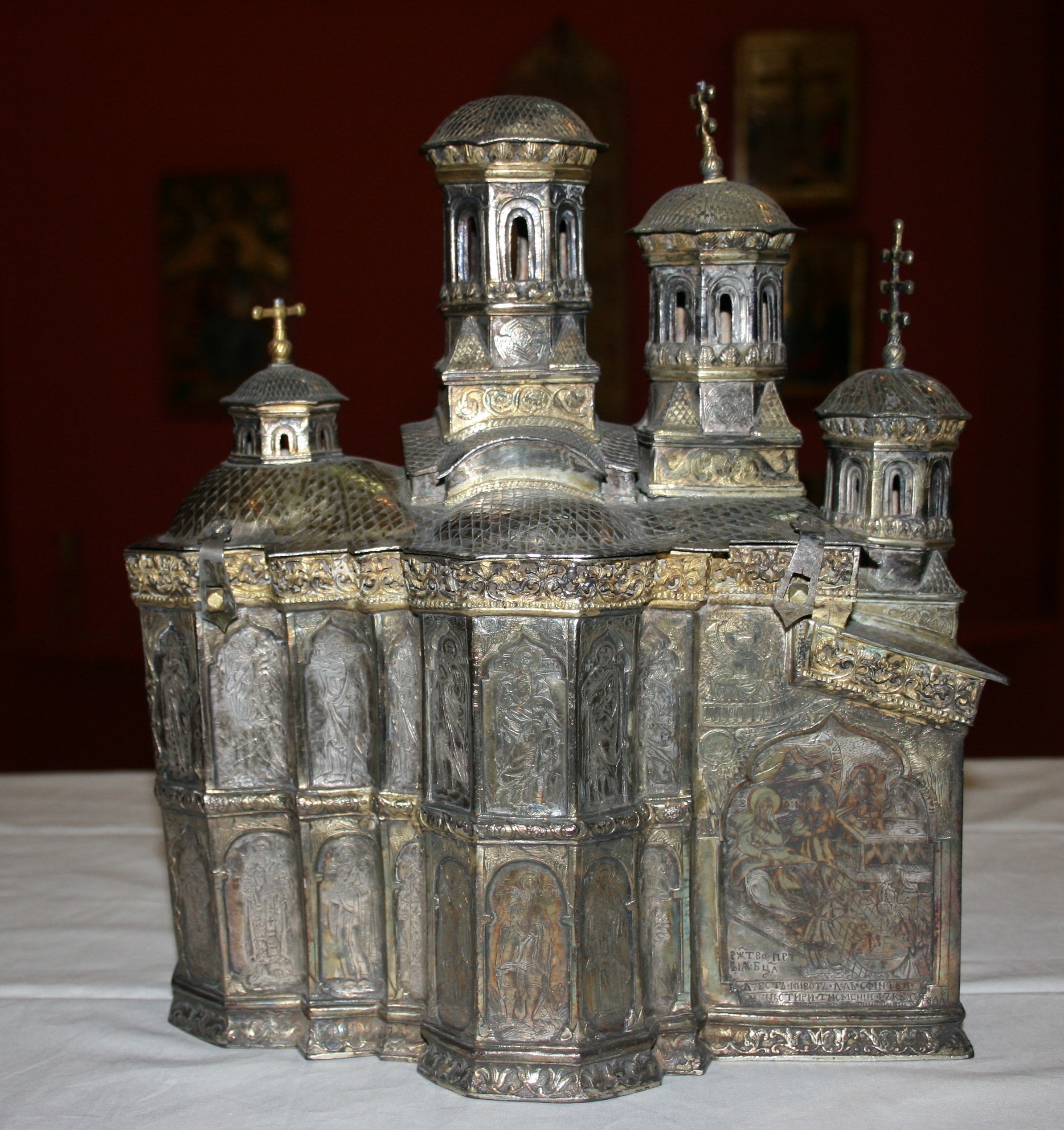 <p>Kivotion of Tismana Monastery, 1671, silver, National Museum of Art of Romania, Bucharest (source: A. Paolicchi)</p>