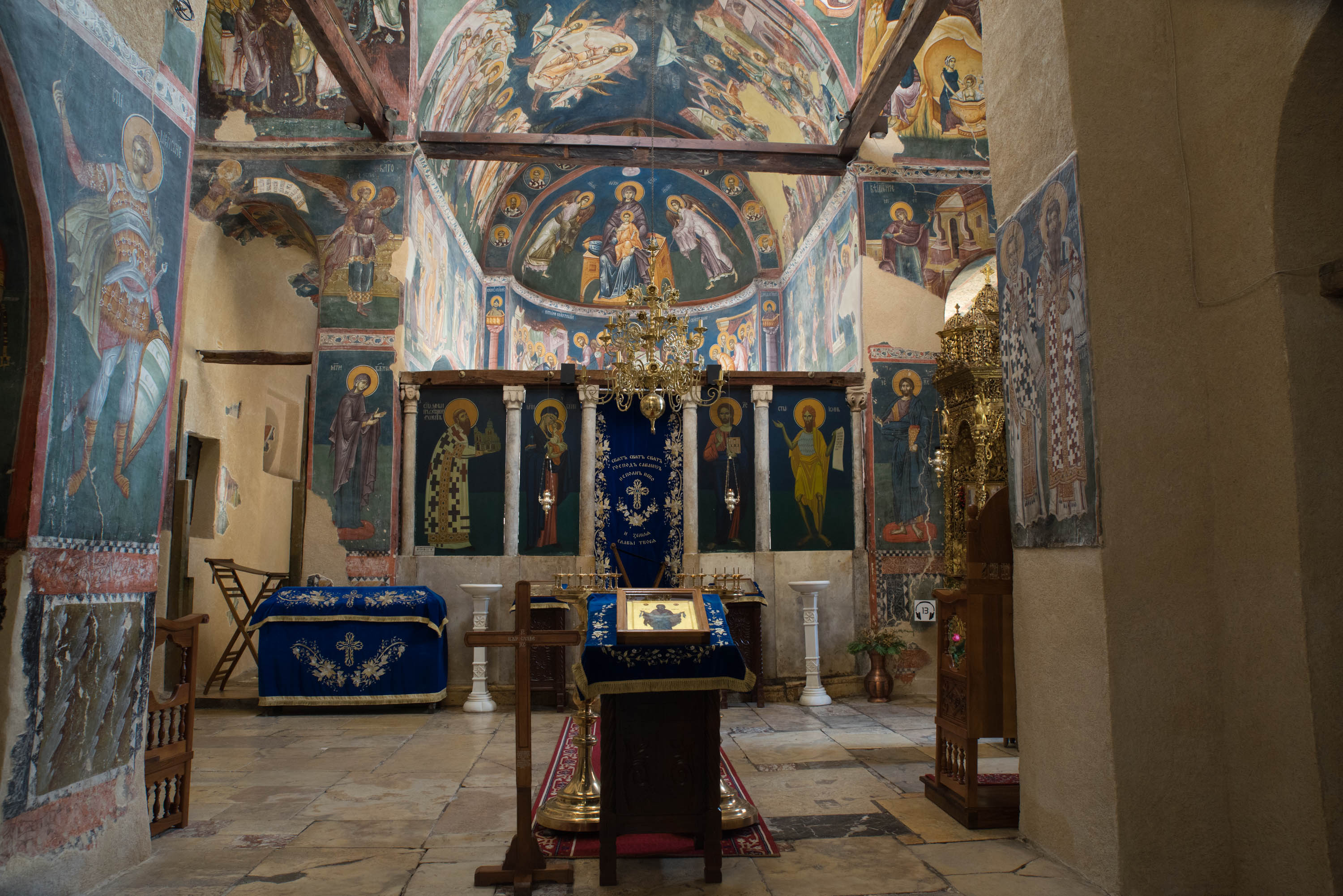 <p>View of the altar and the iconostasis, Church of the Mother of God Hodegetria, ca. 1330, Patriarchate of Peć (source: D. Manasić)</p>