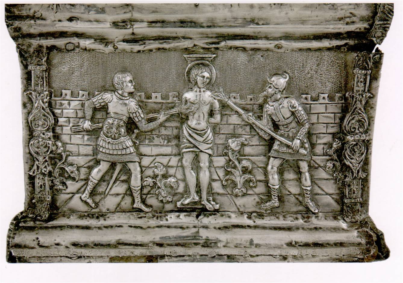 <p>Detail of the torture of St. Tryphon by fire, Reliquary Casket of St. Tryphon, ca. 1539, Cathedral of St. Tryphon, Kotor (source: Tomić, Zagovori svetom Tripunu)</p>