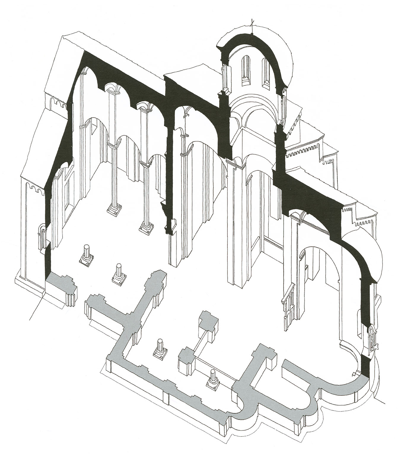 <p>Axonometric view of the Church of Christ Pantokrator, Dečani Monastery (source: S. Ćurčić, Architecture in the Balkans, p. 661, fig. 773)</p>
