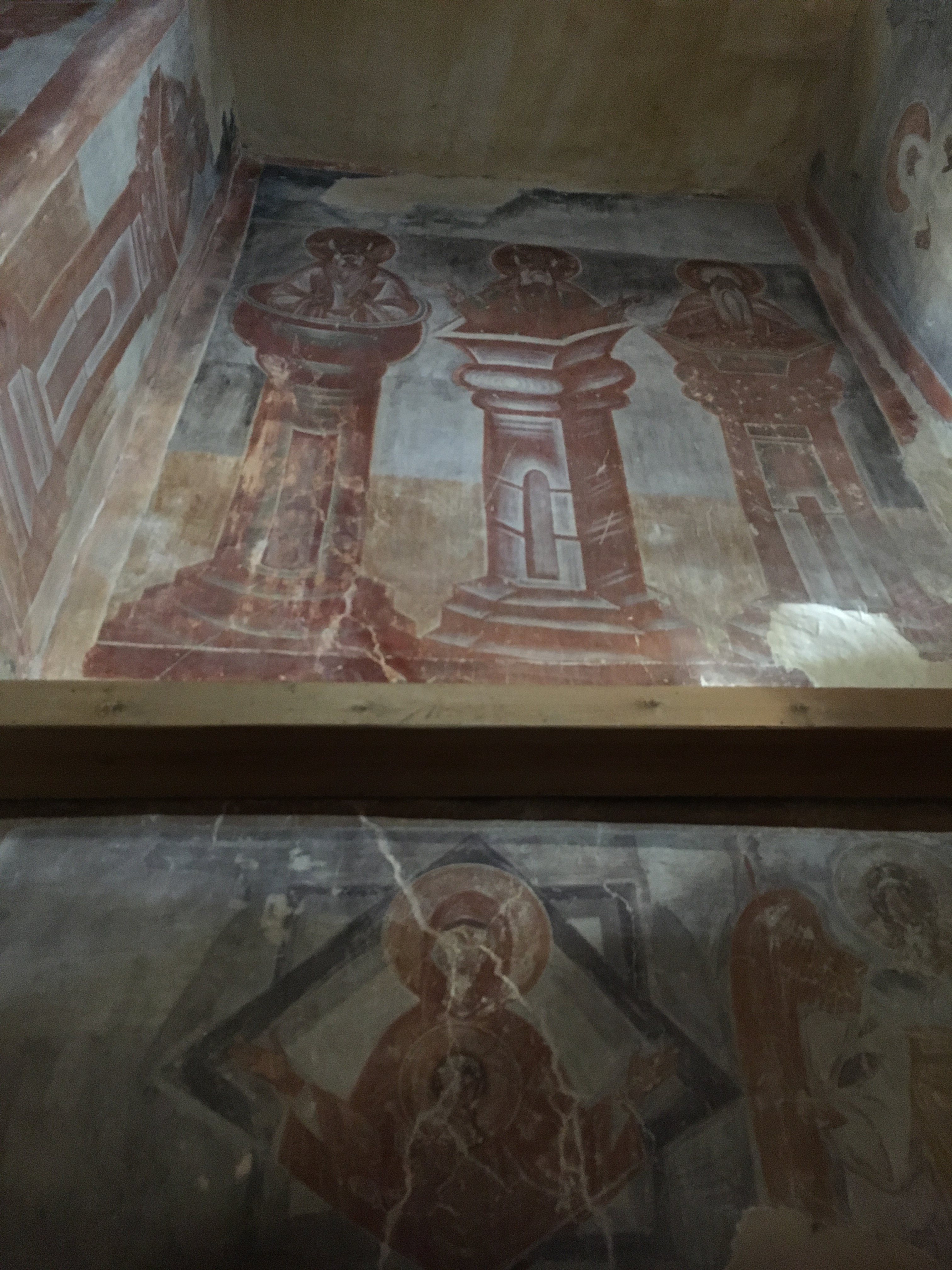 <p>Stylites on the south wall of the chamber, 1378, fresco, Church of the Transfiguration of Our Savior on Ilyina Street, 1374, Veliky Novgorod (source: O. Yunak)</p>