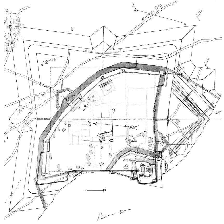 A fragment of the plan of the Kiliia fortress in 1794 drawn up by F. Kauffer. Drawing from RDVIA F. 349. Op. 17. Case 2291 Fig. 13