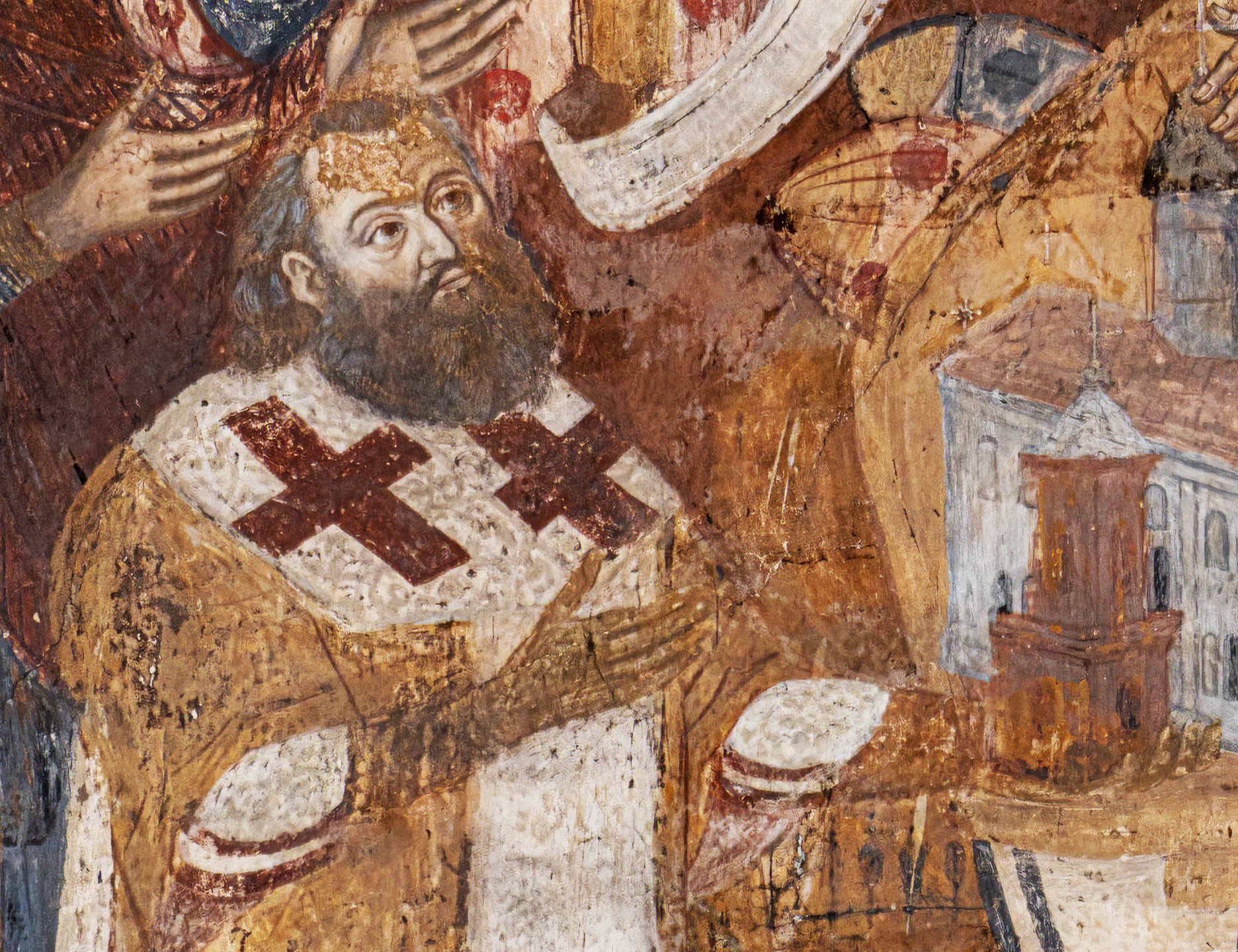 <p>Portrait of the Metropolitan Peter Mohyla from the Deesis composition in the Church of the Saviour at Berestovo, Kyiv, 1643 (source: <a href="https://uaaheritage.blogspot.com/2022/10/2_16.html">https://uaaheritage.blogspot.com/2022/10/2_16.html</a>)</p>